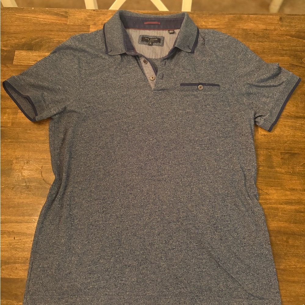 Ted Baker Blue Polo Shirt with Button Pocket
